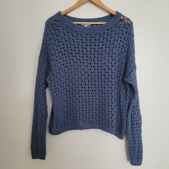 Reitmans Sweaters - Reitmans Women's Blue Crochet Knit Sweater Size XL Coastal Sea Glass